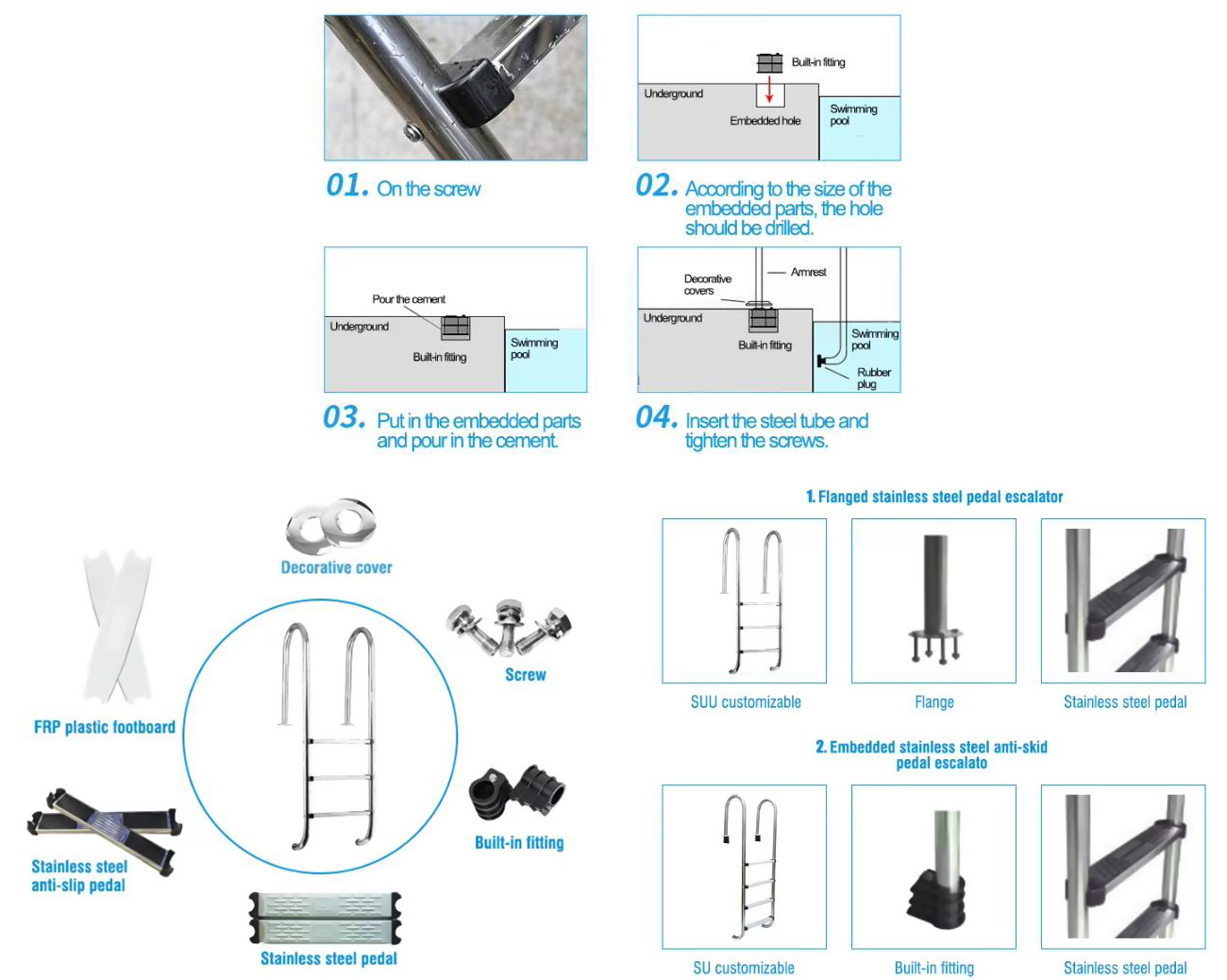 Adjustable Stainless Ladders for Commercial